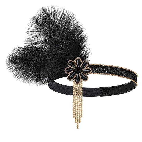 Flapper Headpiece Women Feather Beads Crystals Gatsby Vintage Accessories main image 5
